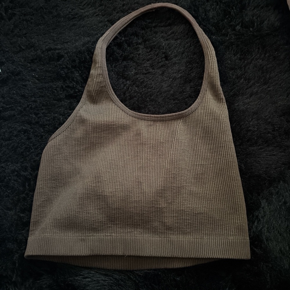 Cotton On Brown Ribbed Crop Top